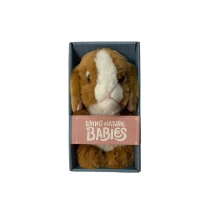 Plišasta žival Living Nature - zajec slikana od spredaj v embalaži.