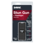 SABRE 2-IN-1 STUN GUN WITH FLASHLIGHT & BELT HOLSTER, 2.762 MICROCOULOMBS (ΜC) CHARGE, 120 LUMENS - Black
